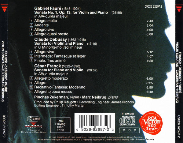 César Franck ▪ Claude Debussy ▪ Gabriel Fauré – Pinchas Zukerman ▪ Marc Neikrug : Violin Sonatas (CD)
