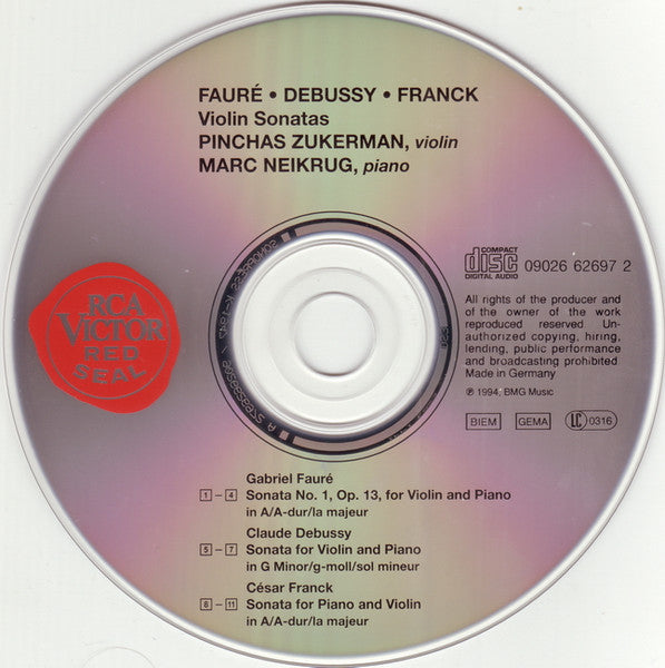 César Franck ▪ Claude Debussy ▪ Gabriel Fauré – Pinchas Zukerman ▪ Marc Neikrug : Violin Sonatas (CD)
