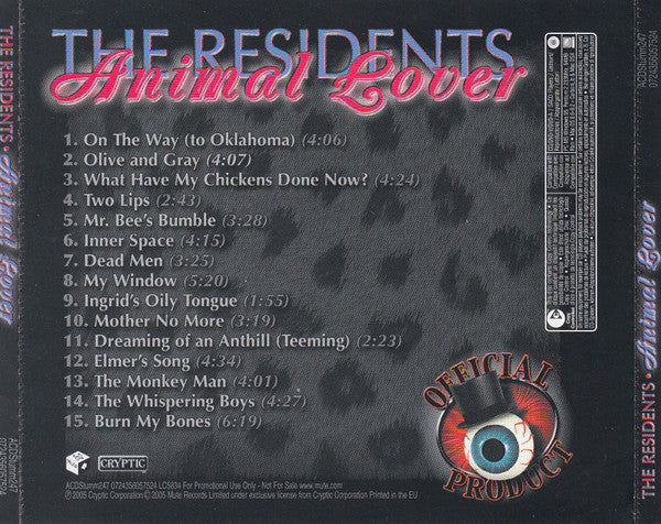 The Residents : Animal Lover (CD, Album, Copy Prot., Promo)