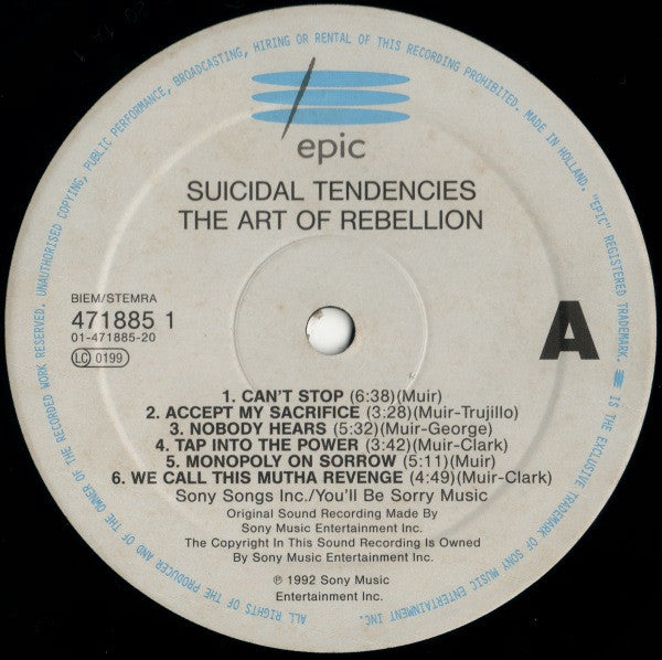 Suicidal Tendencies : The Art Of Rebellion (LP, Album)