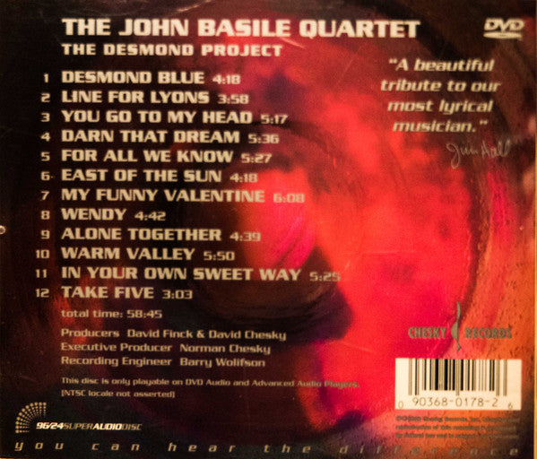 The John Basile Quartet : The Desmond Project (DVD-A)