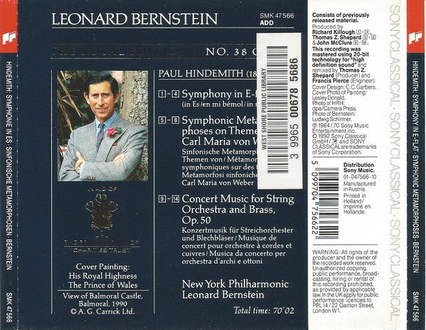 Hindemith* - Leonard Bernstein, New York Philharmonic : Symphony In E-Flat - Symphonic Metamorphoses - Concert Music For Strings And Brass (CD, Comp)