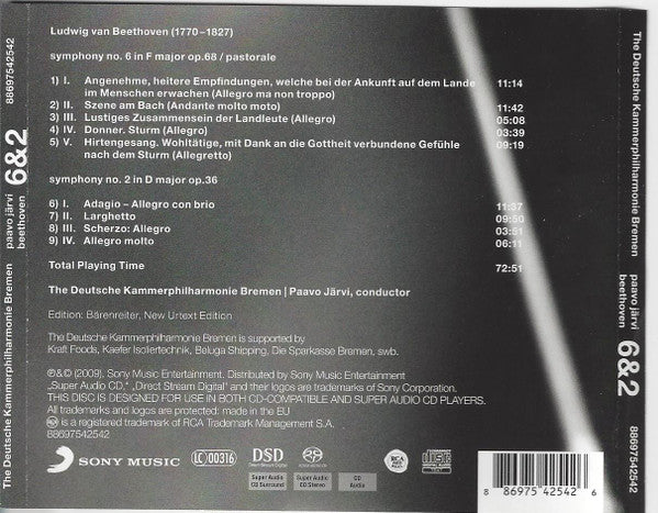 Beethoven* — Paavo Järvi, The Deutsche Kammerphilharmonie Bremen* : Symphony No 6 / Pastorale • Symphony No 2 (SACD, Hybrid, CD )
