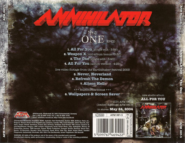 Annihilator (2) : The One (CD, EP, Enh)