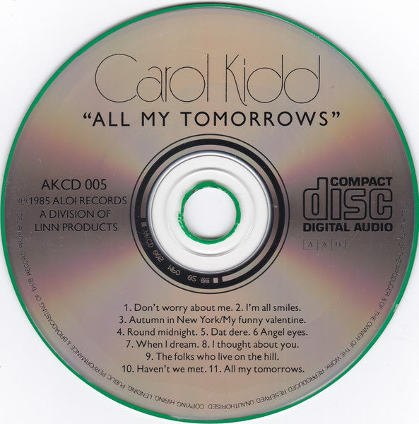 Carol Kidd : All My Tomorrows (CD, Album)