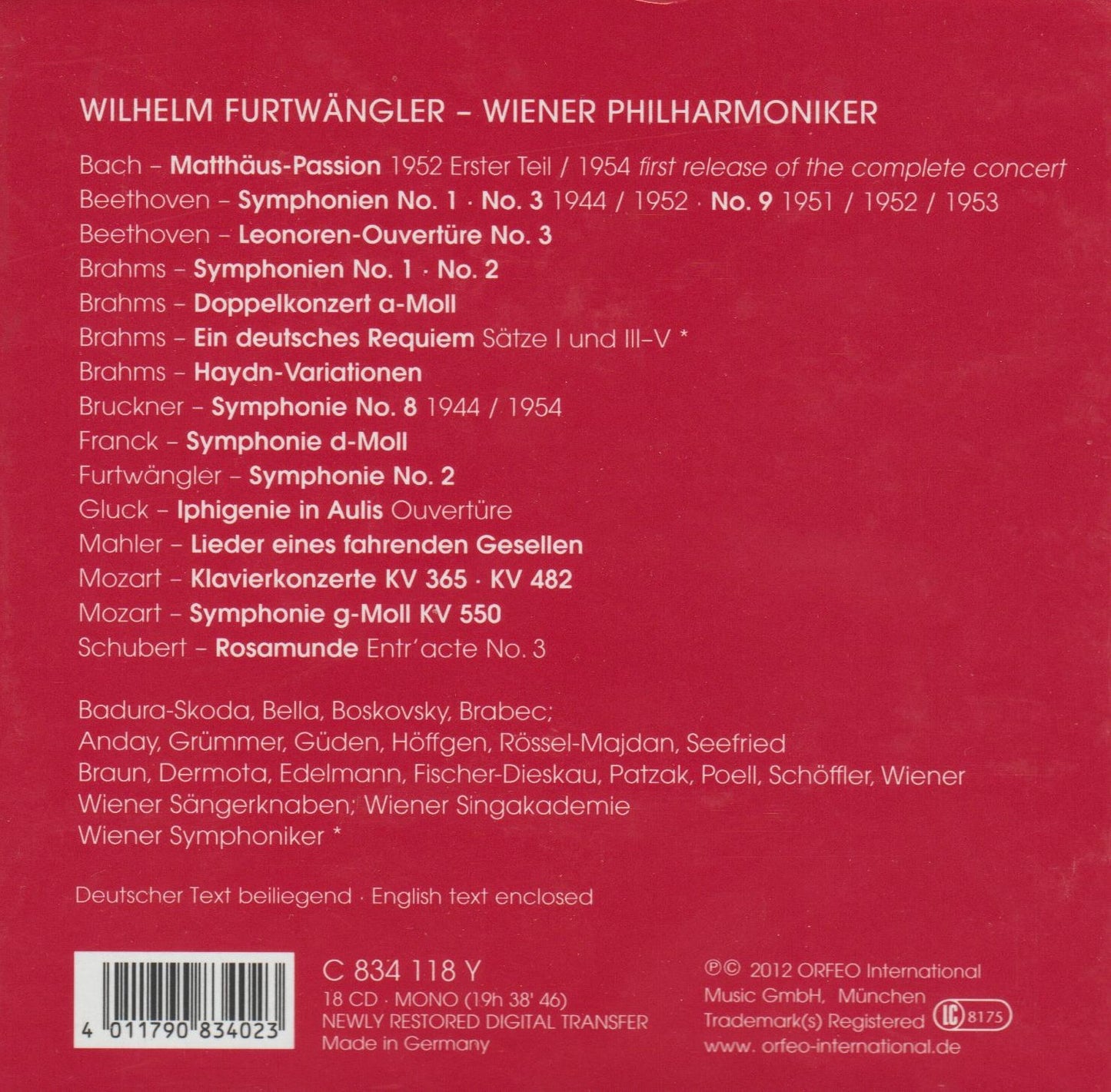 Wiener Konzerte 1944 - 1954 / Wiener Philharmoniker