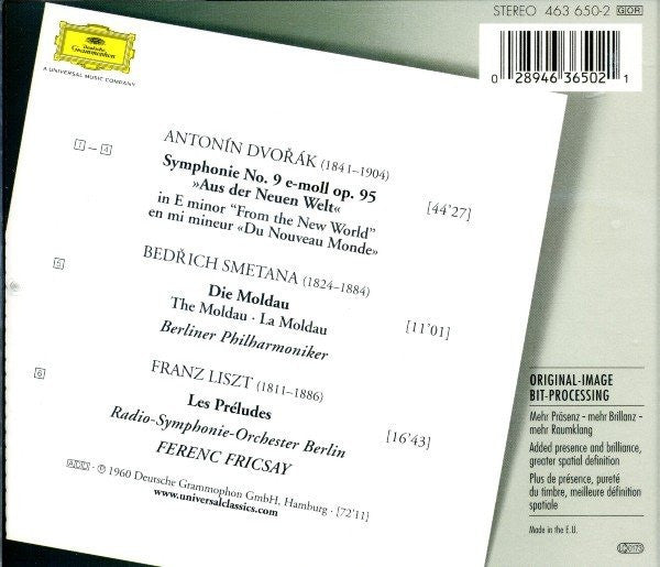 Antonín Dvořák, Bedřich Smetana, Franz Liszt, Ferenc Fricsay – Dvořák: Symphonie Nr. 9 »Aus Der Neuen Welt · From The New World · Du Nouveau Monde« · Smetana: Die Moldau · Liszt: Les Préludes
