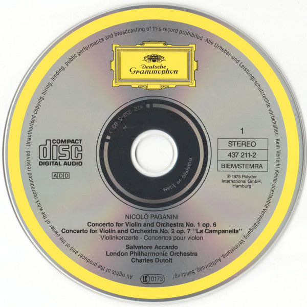 Niccolò Paganini - Salvatore Accardo, London Philharmonic Orchestra, Charles Dutoit : The 6 Violin Concertos = -Die Violinkonzerte (3xCD, Album)