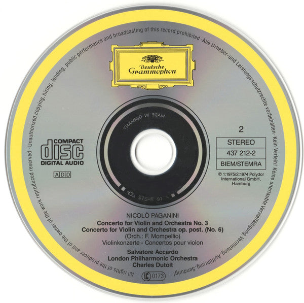 Niccolò Paganini - Salvatore Accardo, London Philharmonic Orchestra, Charles Dutoit : The 6 Violin Concertos = -Die Violinkonzerte (3xCD, Album)