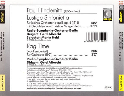 Paul Hindemith : Lustige Sinfonietta (Gedichte Von Christian Morgenstern), Rag Time (CD, Comp)