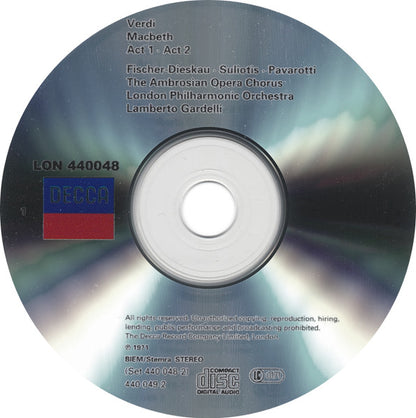 Giuseppe Verdi - Dietrich Fischer-Dieskau, Elena Souliotis, Luciano Pavarotti, London Philharmonic Orchestra, Lamberto Gardelli : Macbeth (2xCD, Album, RE, RM)