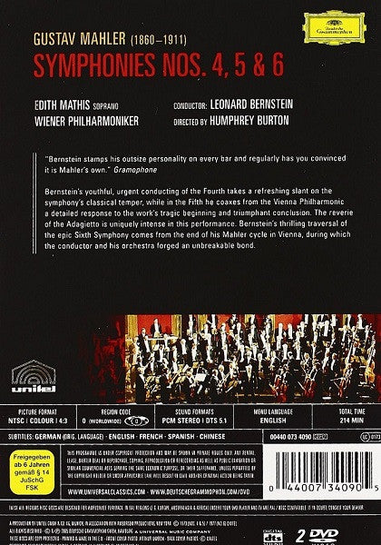 Mahler*, Bernstein*, Mathis*, Wiener Philharmoniker : Symphonies Nos. 4, 5 & 6 (2xDVD-V, Comp, Copy Prot., Multichannel, NTSC)