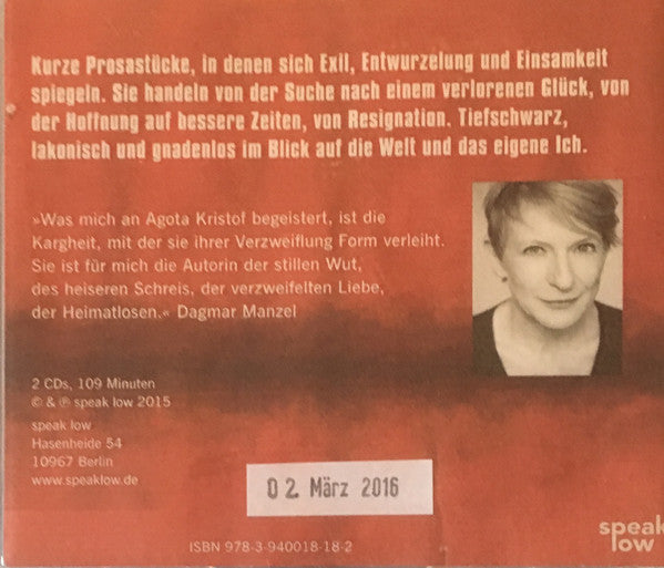 Agota Kristof, Dagmar Manzel : Irgendwo (Erzählungen) (2xCD)