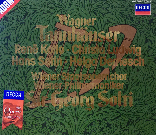 Wagner* - René Kollo · Christa Ludwig · Hans Sotin · Helga Dernesch · Wiener Staatsopernchor · Wiener Philharmoniker · Sir Georg Solti* : Tannhäuser  (3xCD, Album, RE, RM + Box, Sli)
