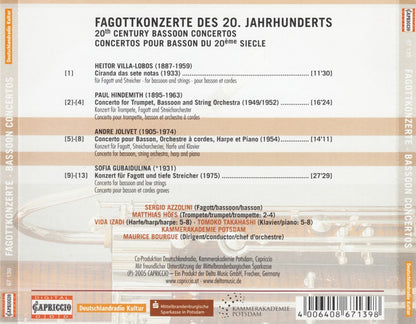 Sergio Azzolini · Kammerakademie Potsdam - Villa-Lobos* · Hindemith* · Jolivet* · Gubaidulina* : Fagottkonzerte · Bassoon Concertos (CD)