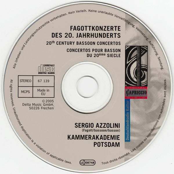 Sergio Azzolini · Kammerakademie Potsdam - Villa-Lobos* · Hindemith* · Jolivet* · Gubaidulina* : Fagottkonzerte · Bassoon Concertos (CD)