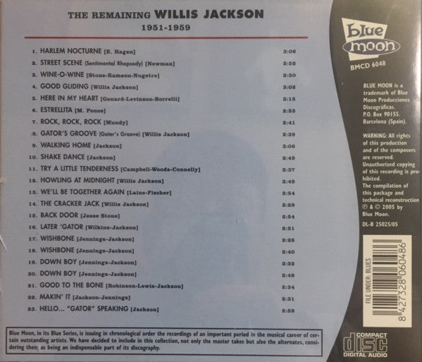 Willis Jackson : The Remaining Willis Jackson 1951 - 1959 (CD, Comp)