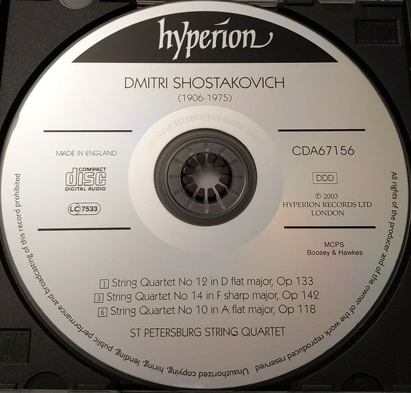 Dmitri Shostakovich – St Petersburg String Quartet* : String Quartets Nos. 10, 12, 14 (CD)