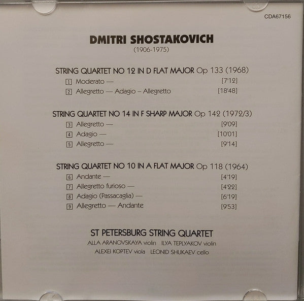 Dmitri Shostakovich – St Petersburg String Quartet* : String Quartets Nos. 10, 12, 14 (CD)