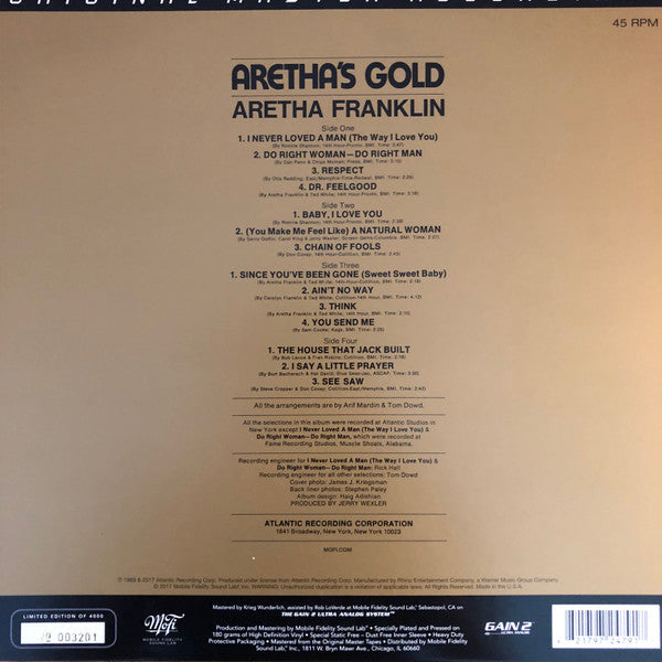 Aretha Franklin : Aretha's Gold (2x12", Comp, Ltd, Num, RE, RM, 180)