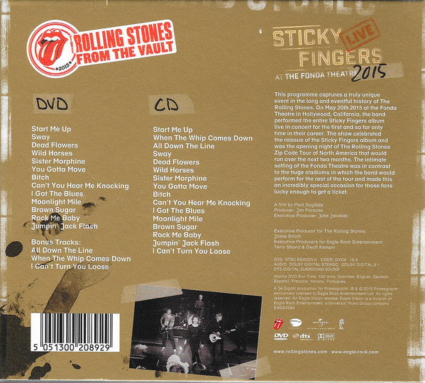 The Rolling Stones : Sticky Fingers Live At The Fonda Theatre 2015 (DVD, Multichannel, NTSC + CD, Album)