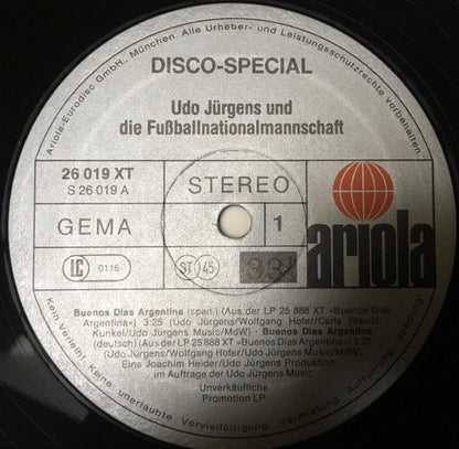 Udo Jürgens Und Die Fußballnationalmannschaft* : Buenos Dias Argentina / Wayward Girl / Mr. Loneliness (12", Promo)