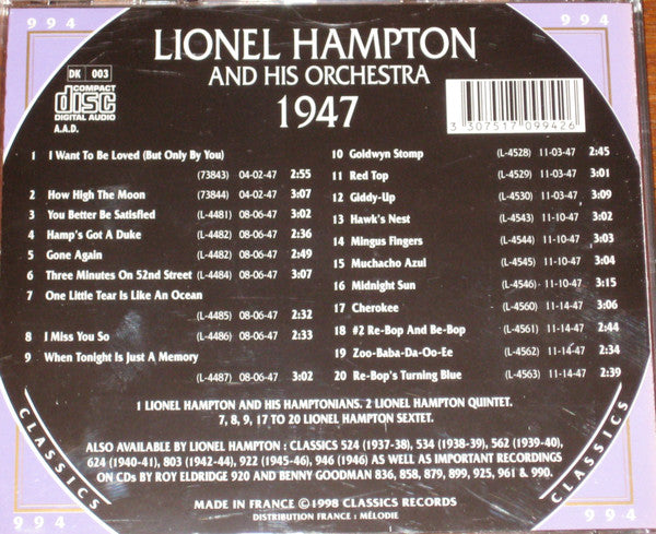 Lionel Hampton And His Orchestra : 1947 (CD, Comp)