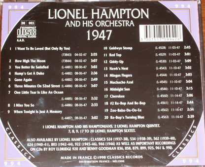 Lionel Hampton And His Orchestra : 1947 (CD, Comp)