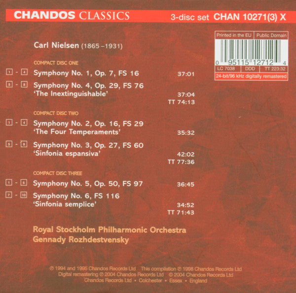 Carl Nielsen, Royal Stockholm Philharmonic Orchestra*, Gennady Rozhdestvensky* : Symphonies (3xCD, Comp, RM)
