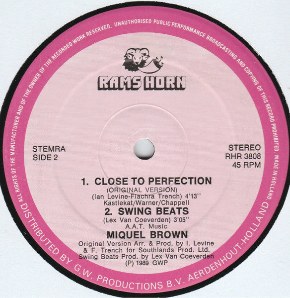 Miquel Brown : Close To Perfection (89' Remix) (12")