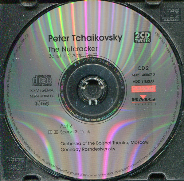 Pyotr Ilyich Tchaikovsky, Bolshoi Theatre Orchestra, Gennadi Rozhdestvensky : The Nutcracker (2xCD, Album, RE, RM)