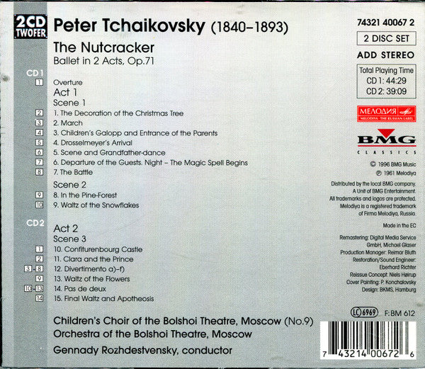 Pyotr Ilyich Tchaikovsky, Bolshoi Theatre Orchestra, Gennadi Rozhdestvensky : The Nutcracker (2xCD, Album, RE, RM)