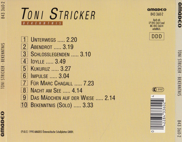 Toni Stricker : Bekenntnis (CD, Album)