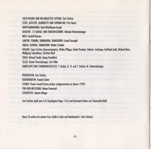 Toni Stricker : Bekenntnis (CD, Album)