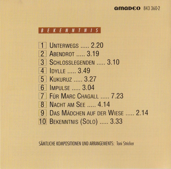 Toni Stricker : Bekenntnis (CD, Album)