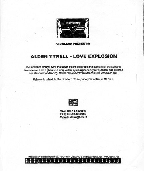 Alden Tyrell : Love Explosion (12", Promo, W/Lbl)