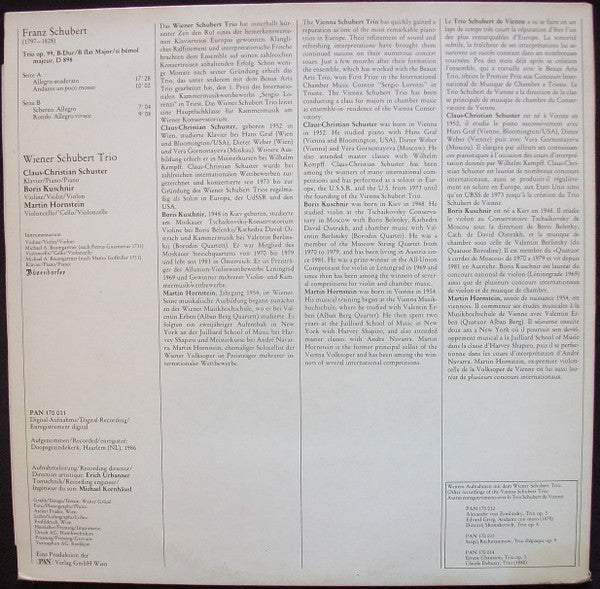 Franz Schubert - Wiener Schubert Trio : Trio Op. 99/D 898 (LP, Album)