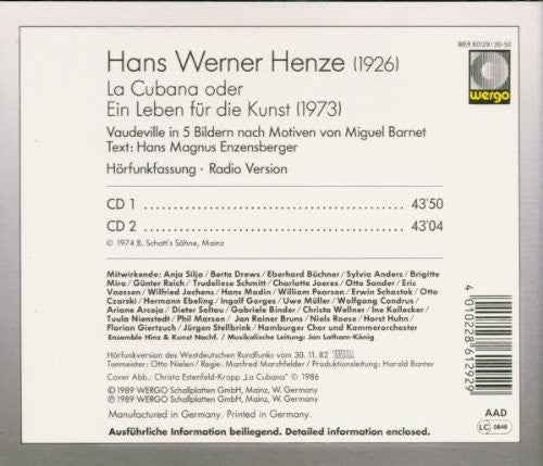 Hans Werner Henze : La Cubana Oder Ein Leben Für Die Kunst (2xCD)