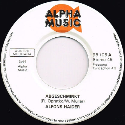 Alfons Haider : Abgeschminkt (7", Single)