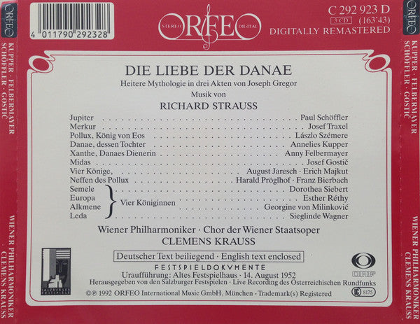 Richard Strauss - Annelies Kupper, Anny Felbermayer, Paul Schöffler, Josip Gostić, Wiener Philharmoniker, Clemens Krauss : Die Liebe Der Danae (3xCD, Album, Mono, RM)