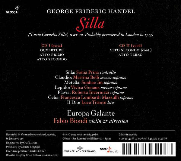Georg Friedrich Händel, Sonia Prina, Martina Belli, Sunhae Im, Vivica Genaux, Roberta Invernizzi, Francesca Lombardi Mazzulli, Luca Tittoto, Europa Galante, Fabio Biondi : Silla (2xCD, Album)