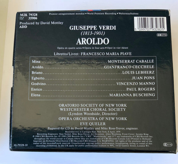 Giuseppe Verdi - Montserrat Caballé, Gianfranco Cecchele, Juan Pons, Louis Lebherz, Opera Orchestra Of New York* Dir: Eve Queler : Aroldo (Box + 2xCD)