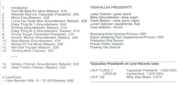 Tasavallan Presidentti : Tasavallan Presidentti (CD, Album, RE, RM, DAD)
