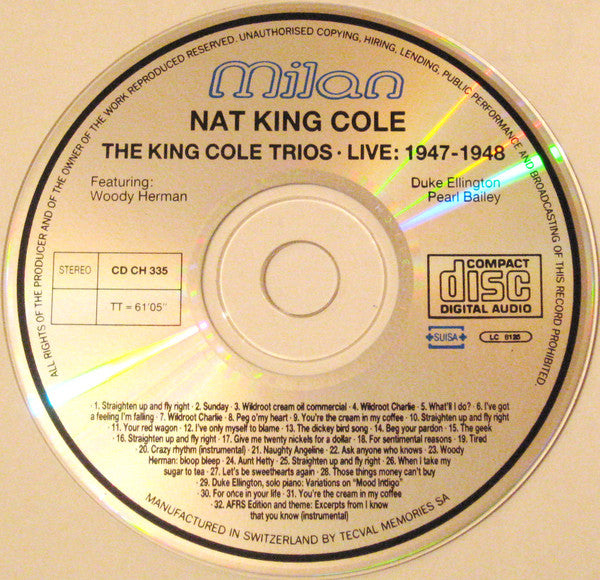 Nat King Cole Featuring Duke Ellington, Woody Herman, Pearl Bailey : The King Cole Trios - Live: 1947-1948 (CD, Comp)