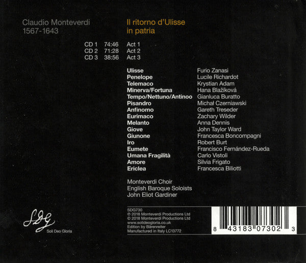 Monteverdi* – Gardiner* : Il Ritorno D'Ulisse In Patria (3xCD, Album)