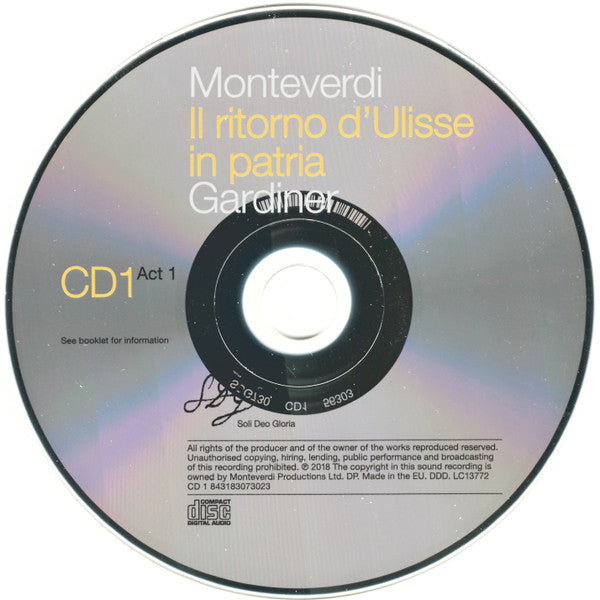 Monteverdi* – Gardiner* : Il Ritorno D'Ulisse In Patria (3xCD, Album)