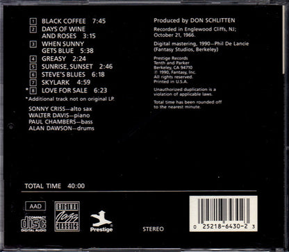 Sonny Criss : This Is Criss! (CD, Album, RE, RM)