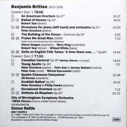 Sir Simon Rattle Conducts Benjamin Britten : Rattle Conducts Britten (2xCD, Comp)