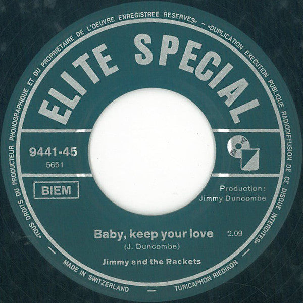 Jimmy & The Rackets : Baby, Keep Your Love / Don't Just Stand There (7", Single, Mono)