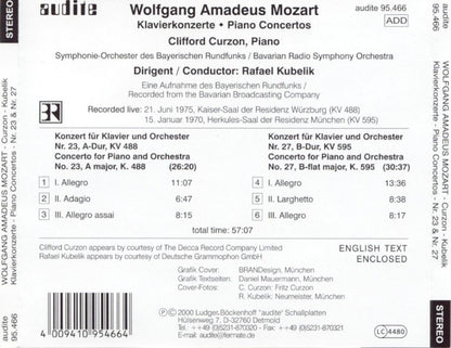 Wolfgang Amadeus Mozart, Clifford Curzon, Rafael Kubelik, Symphonie-Orchester Des Bayerischen Rundfunks : Piano Concertos A Major KV 488 & B♭ Major KV 595 (CD)